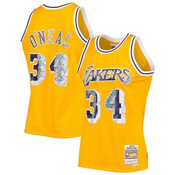 Men's Mitchell & Ness Shaquille O'Neal Gold Los Angeles Lakers Big Tall Hardwood Classics Jersey