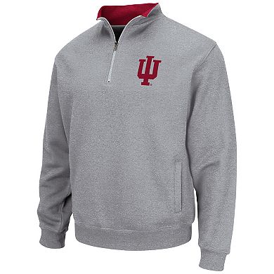 Men's Colosseum Heathered Gray Indiana Hoosiers Tortugas Team Logo Quarter-Zip Jacket