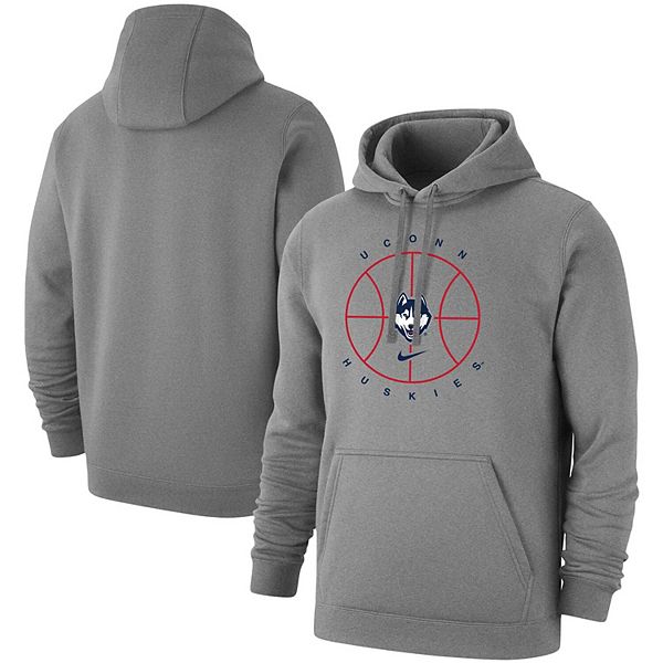 Men s Nike Gray UConn Huskies Basketball Icon Club Fleece Pullover Hoodie