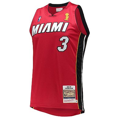 Men's Mitchell & Ness Dwyane Wade Red Miami Heat 2005-06 Hardwood Classics Authentic Jersey