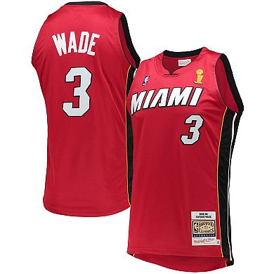 Men's Mitchell & Ness Dwyane Wade Red Miami Heat 2005-06 Hardwood Classics Authentic Jersey