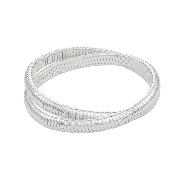 Nine West Silver Tone Interlocked Bangles Bracelet