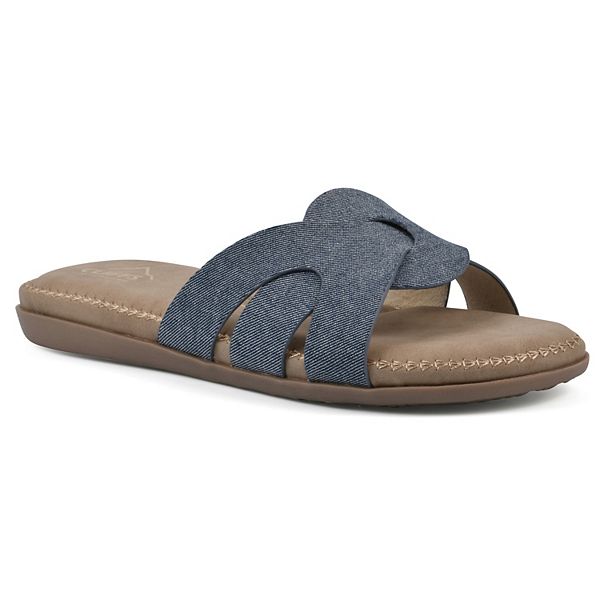 Cliffs by White Mountain Fortunate Women's Slide Sandals - Denim Blue Fabric (6.5)