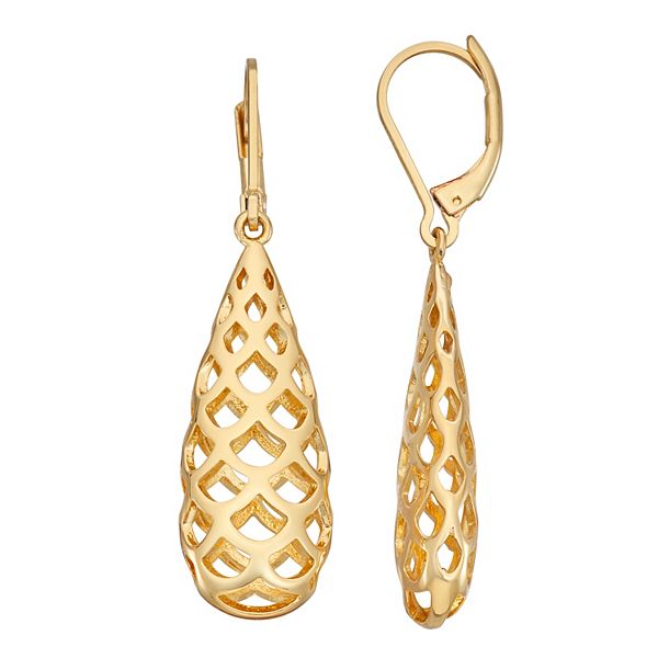 Napier Gold Tone Open Teardrop Earrings 