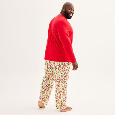 Big & Tall Jammies For Your Families?? Santa On Holiday Top & Bottoms Pajama Set