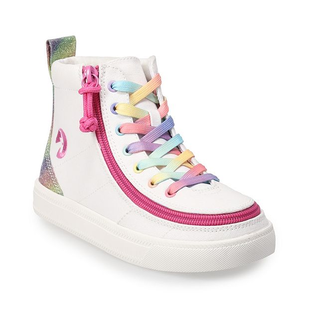 Billy Footwear Toddler Classic Lace Zip High Top - White Rainbow 6