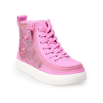 BILLY Footwear Girls' Adaptive Glitter High-Top Sneakers