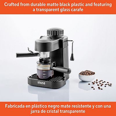 IMUSA 4 Cup Espresso Cappuccino Maker IMUSA Cafetera para Espresso y Cappuccino de 4 Tazas