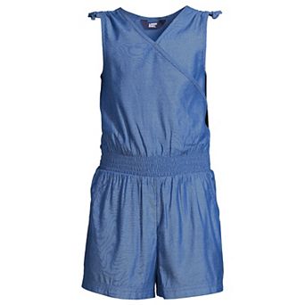 Girls 2-20 Lands' End Chambray Cinch Waist Romper