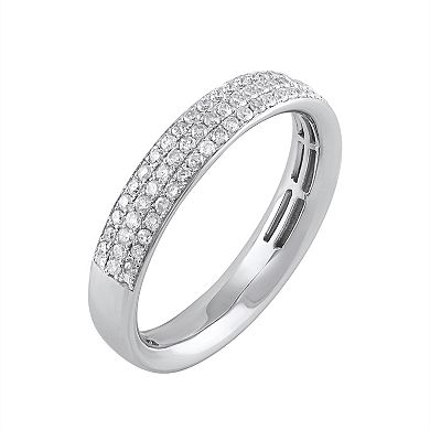 LOVE CLOUD 10k White Gold 1/3 Carat T.W. Round Cut Diamond Wedding Band