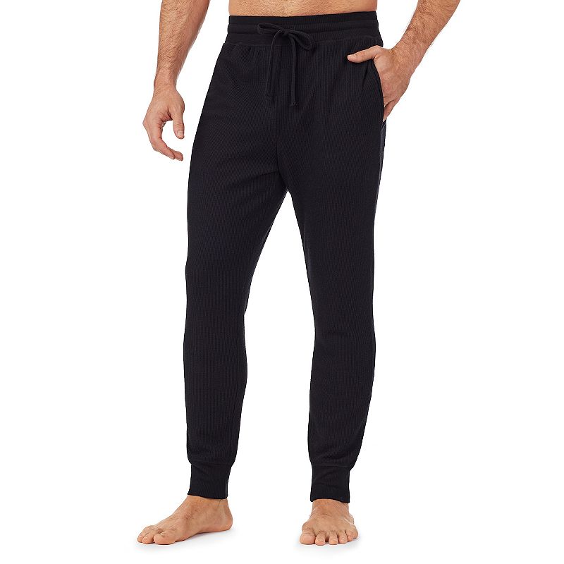 Mens Cuddl Duds Midweight Waffle Thermal Joggers, Size: Small, Black