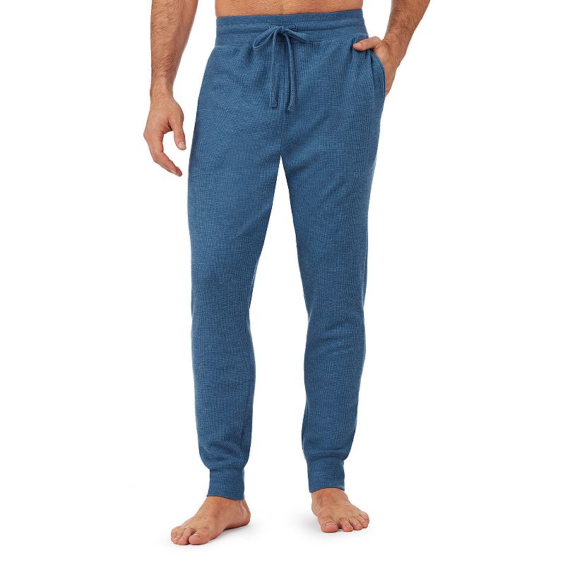 Mens Cuddl Duds Midweight Waffle Thermal Joggers, Size: Small, Med Blue