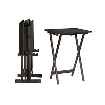 Linon Lisbon Folding Tray Table 5 pc Set