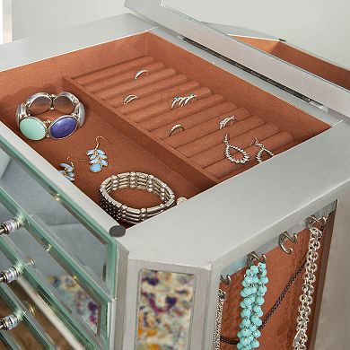 Linon Mirror Jewelry Armoire Floor Decor