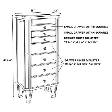 Linon Mirror Jewelry Armoire Floor Decor
