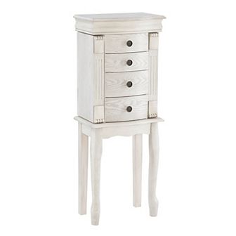Linon Kellie Off White 4 Drawer Jewelry Armoire