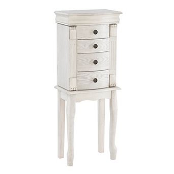 Linon Kellie Off White 4 Drawer Jewelry Armoire