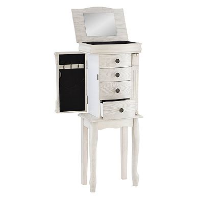 Linon Kellie Off White 4 Drawer Jewelry Armoire