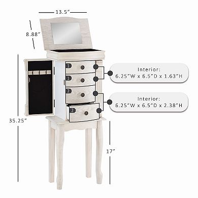 Linon Kellie Off White 4 Drawer Jewelry Armoire