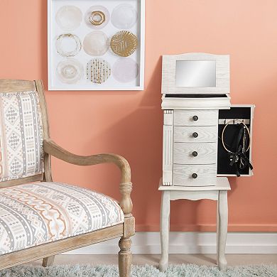 Linon Kellie Off White 4 Drawer Jewelry Armoire