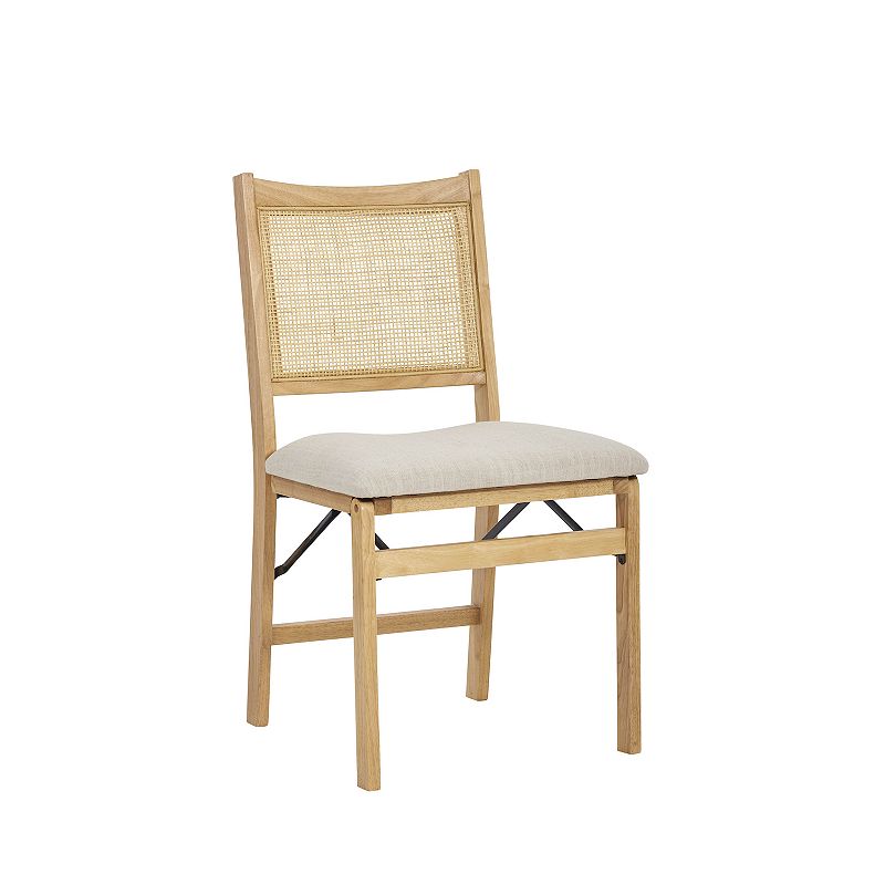 Linon Bina Rattan Folding Dining Chair, Beig/Green