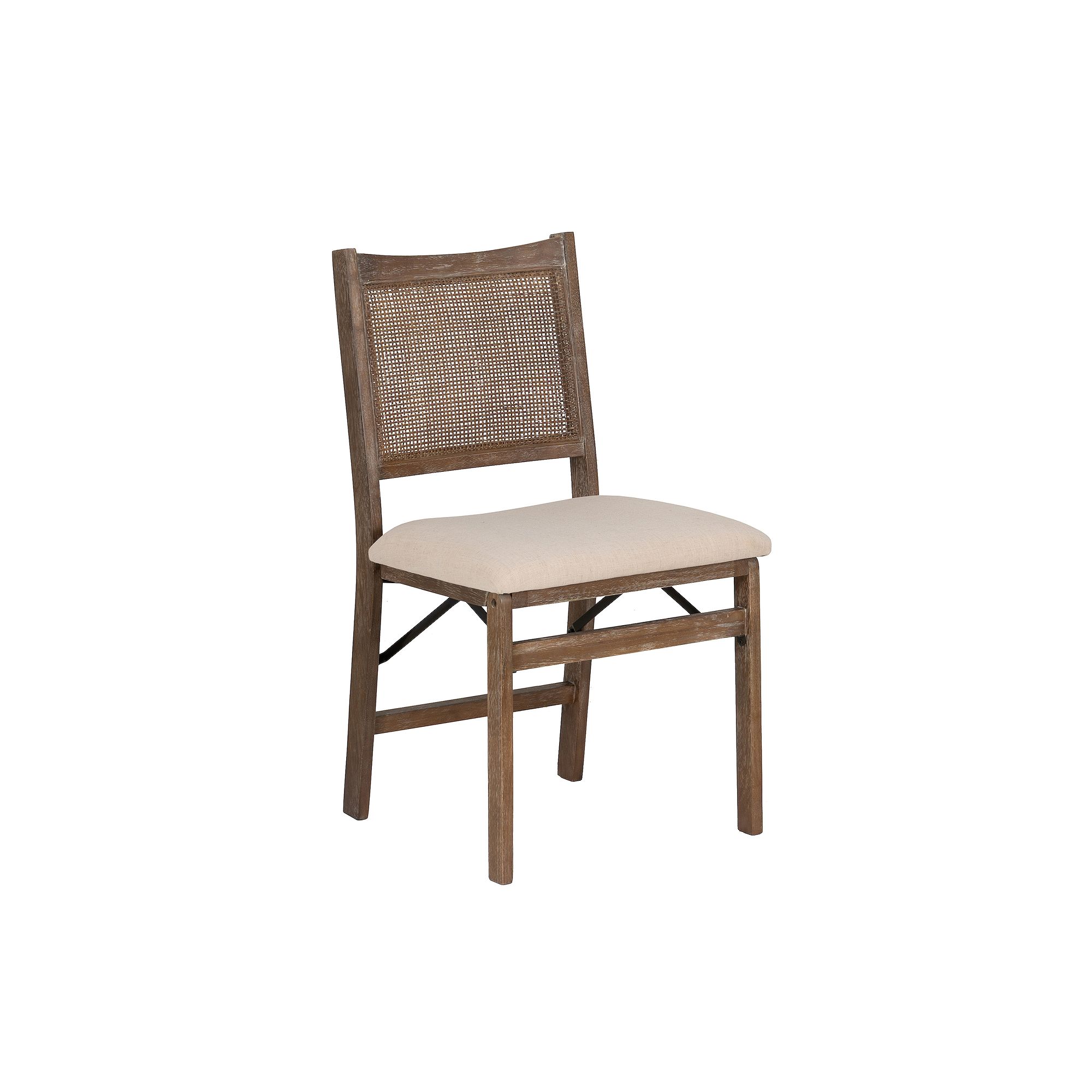 Linon Bina Cane Folding Dining Chair, Brown Beige