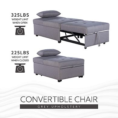Linon Boone Convertible Arm Chair Bed