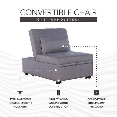 Linon Boone Convertible Arm Chair Bed