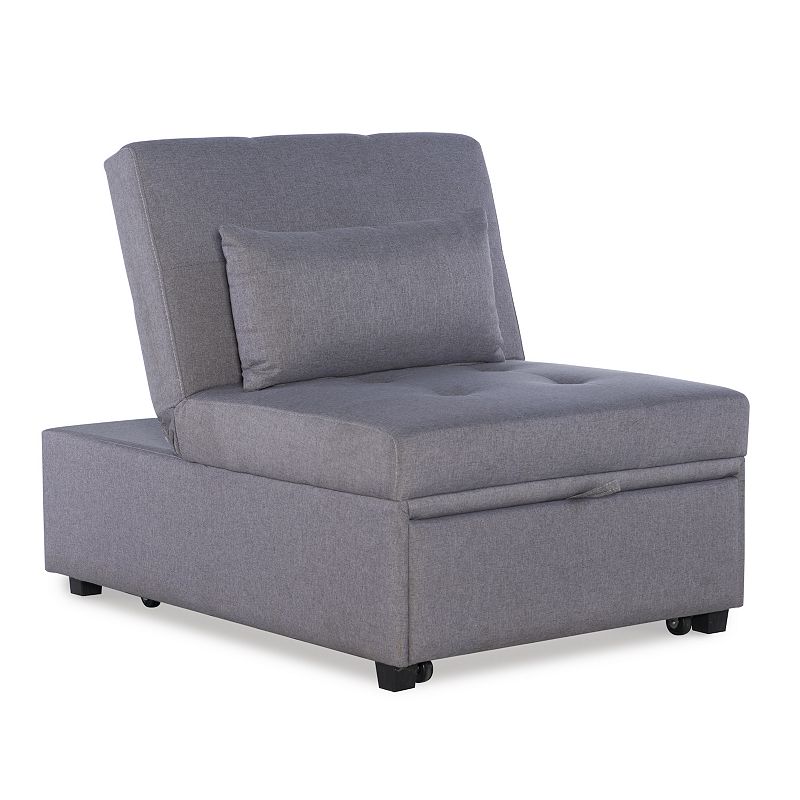 Linon Boone Convertible Arm Chair Bed, Grey