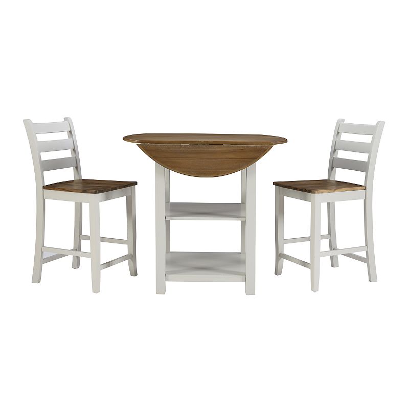Linon Colm Counter Height Table & Chair 3-piece Set, White