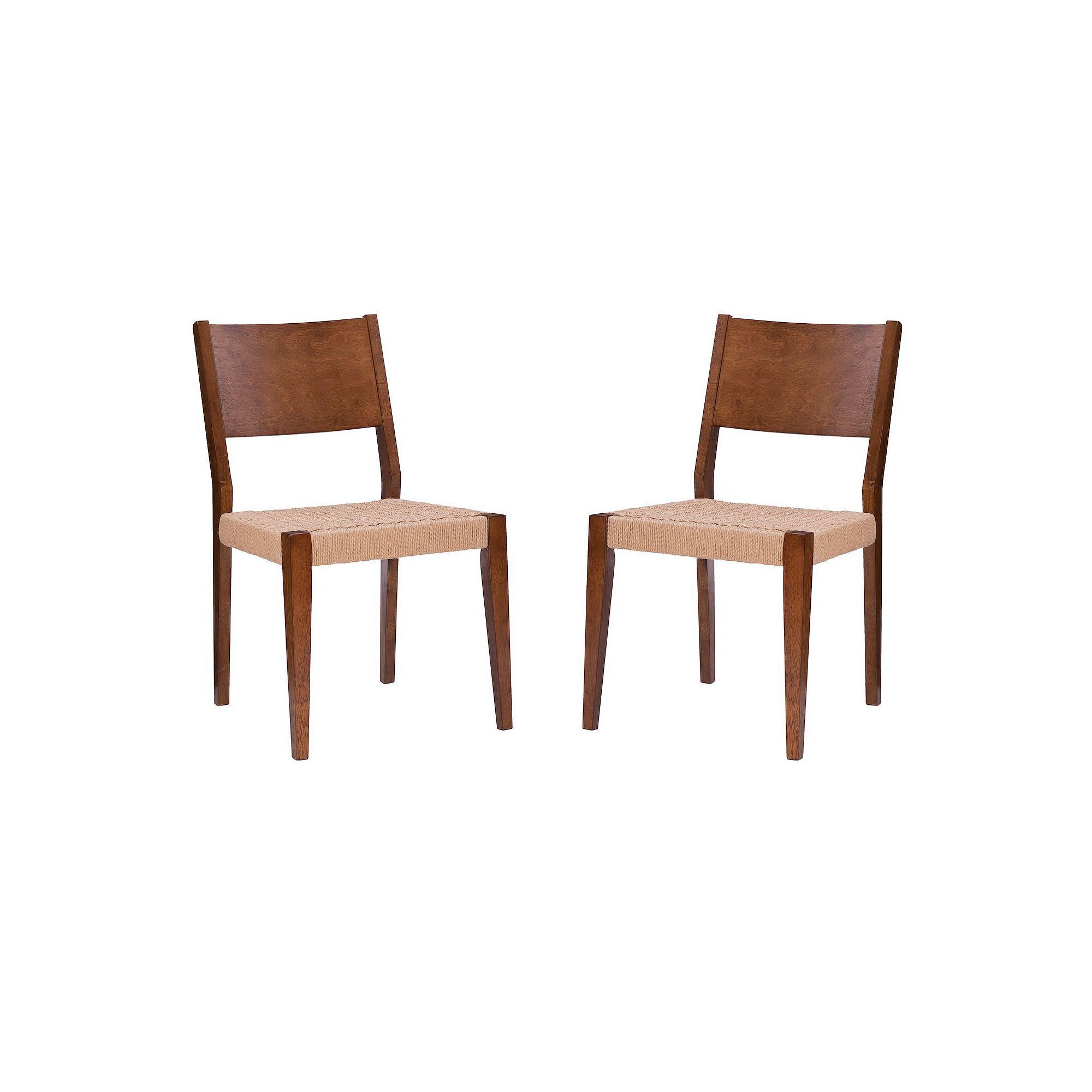 Linon Cadence Woven Seat Dining Chair 2-piece Set, Brown