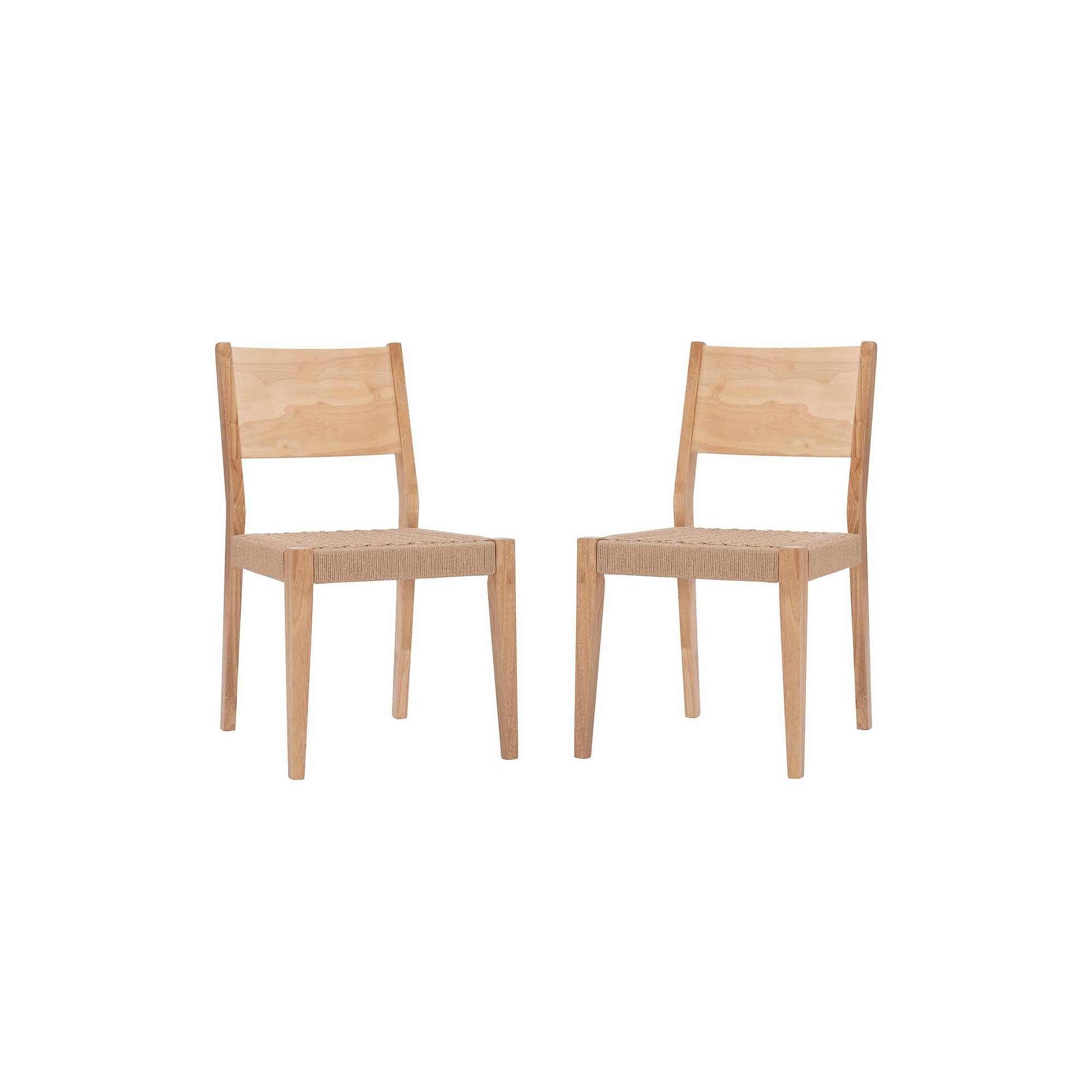 Linon Cadence Woven Seat Dining Chair 2-piece Set, Natural