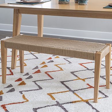 Linon Cadence Woven Seat Dining Bench