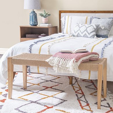 Linon Cadence Woven Seat Dining Bench