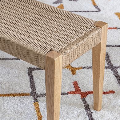 Linon Cadence Woven Seat Dining Bench