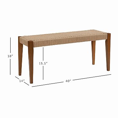 Linon Cadence Woven Seat Dining Bench