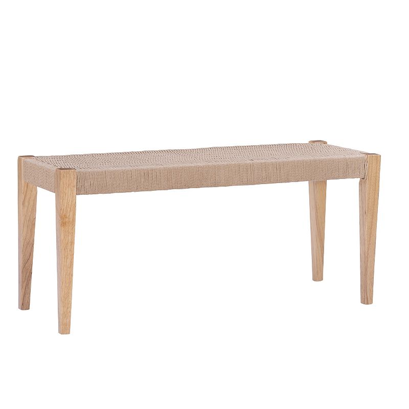 Linon Cadence Woven Seat Dining Bench, Natural