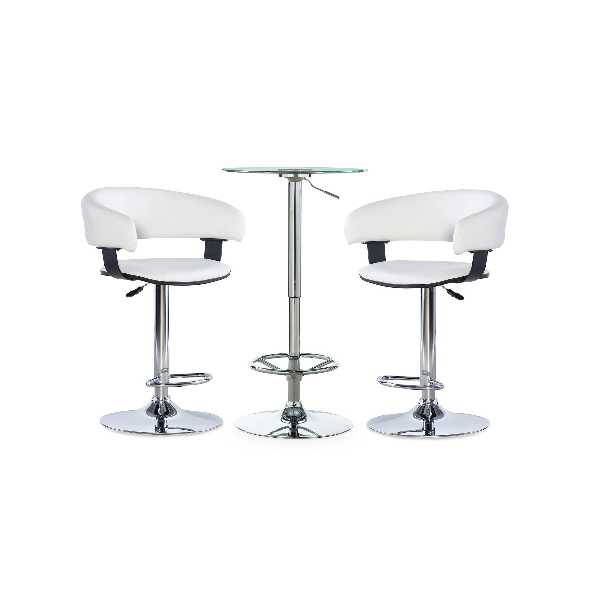 Linon Jenna Pub Table & Barrel Stool 3-piece Set, White Grey