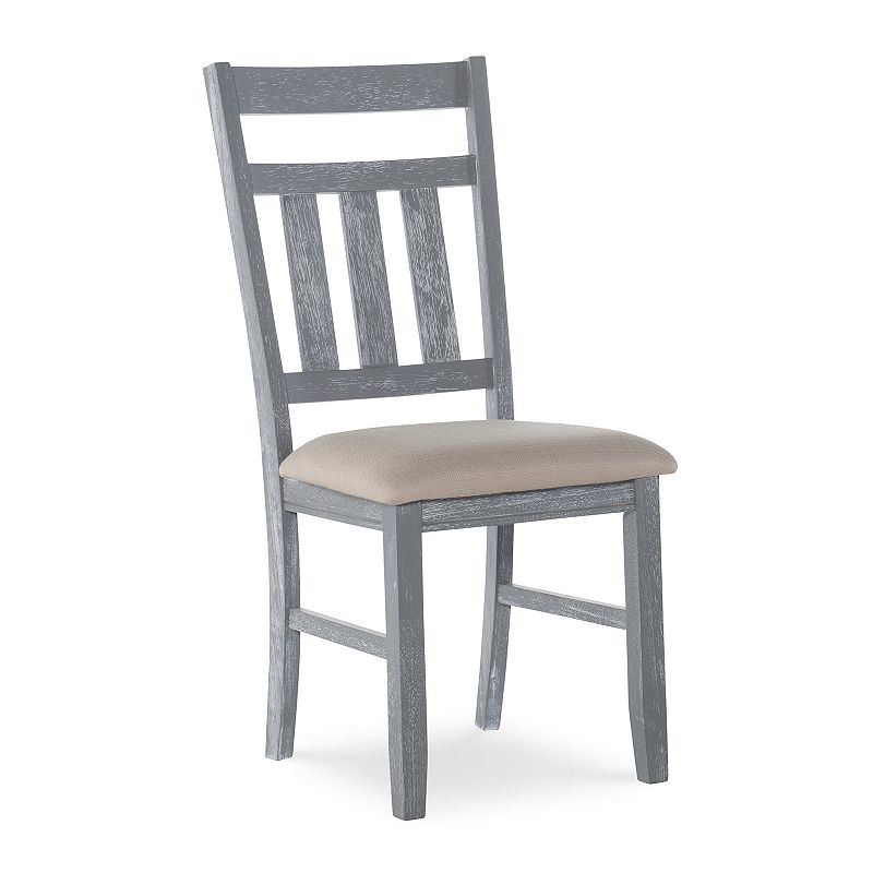 Turino Dining Chair  Set of 2  Weathered Gray with Tan Fabric