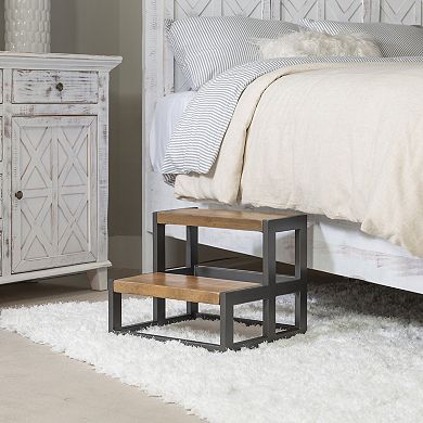 Linon Blythe Bed Step Stool Floor Decor