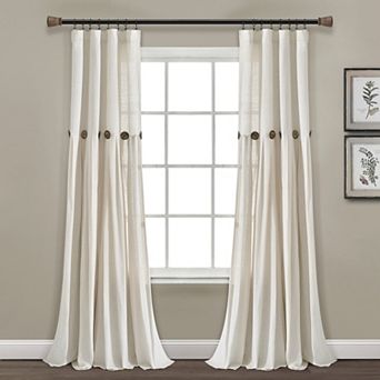 Lush Decor Linen Button Window Curtain Panel