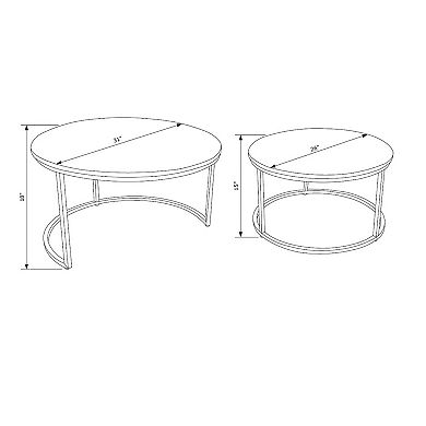 Linon Weston Nesting Coffee Table 2-Piece Set