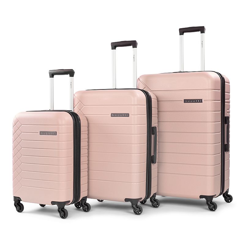 Bugatti Mecca 3-Piece Hardside Spinner Luggage Set, Pink, 3 Pc Set