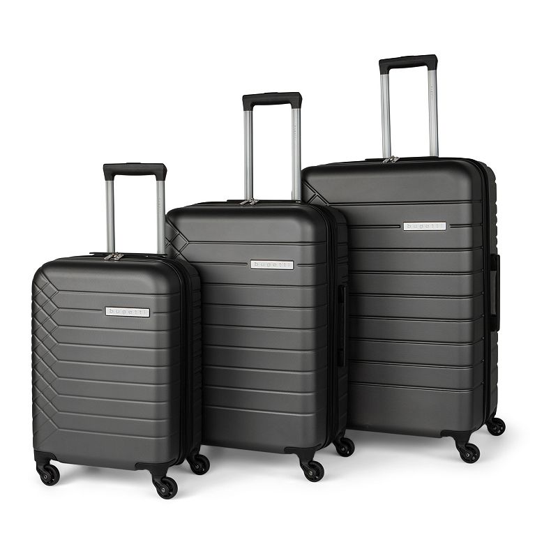 Bugatti Mecca 3-Piece Hardside Spinner Luggage Set, Grey, 3 Pc Set