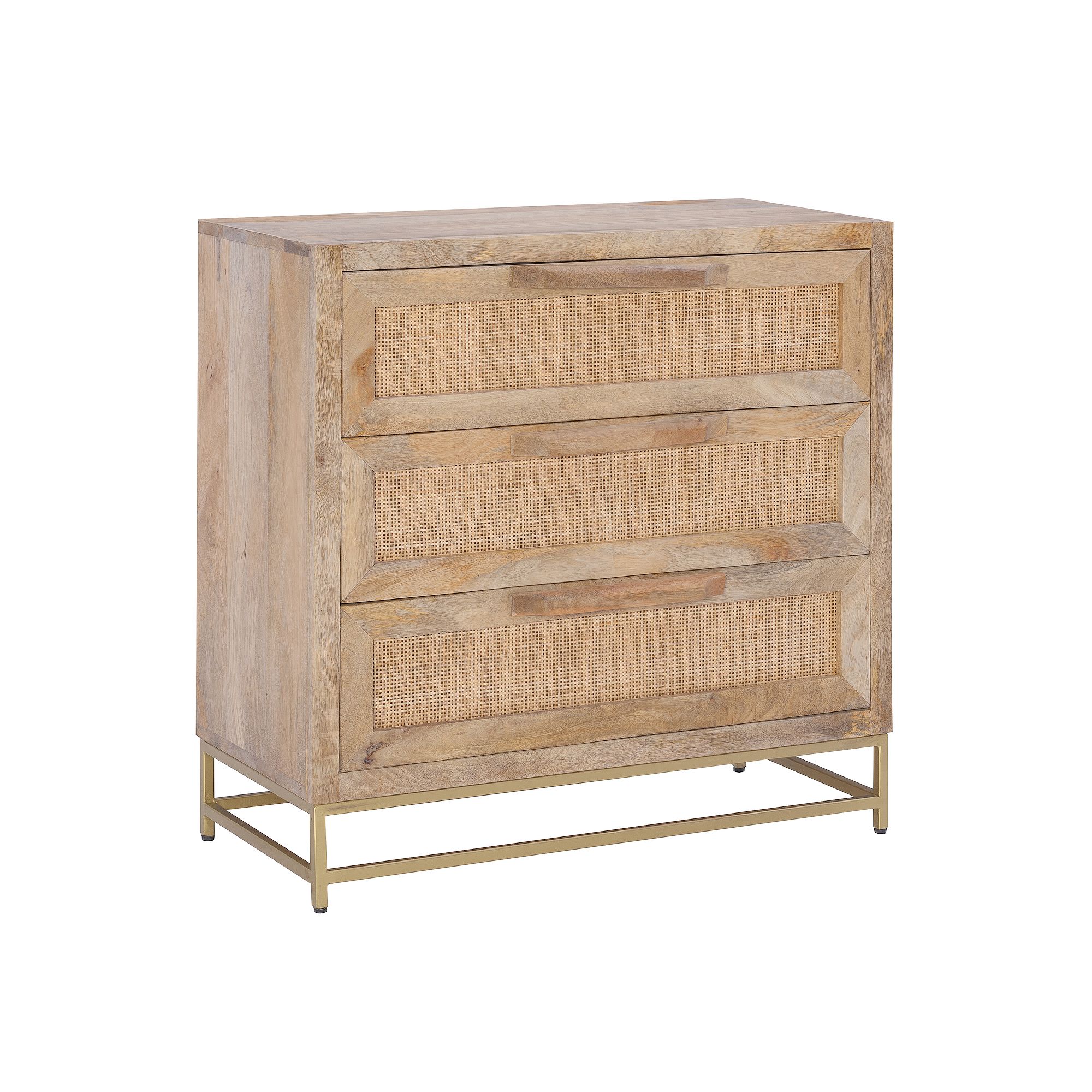 Linon Janie Rattan 3-Drawer Cabinet, Natural Gold