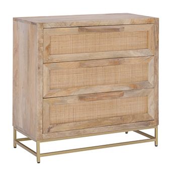 Linon Janie Rattan 3-Drawer Cabinet