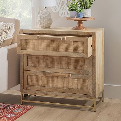 Linon Janie Rattan 3-Drawer Cabinet