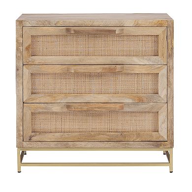 Linon Janie Rattan 3-Drawer Cabinet