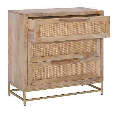 Linon Janie Rattan 3-Drawer Cabinet