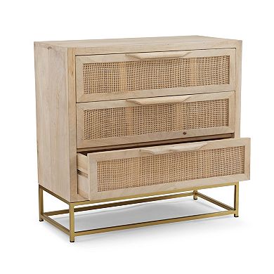 Linon Janie Rattan 3-Drawer Cabinet